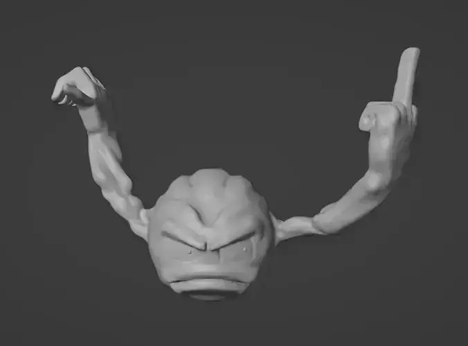 Geodude pointing a middle finger at you