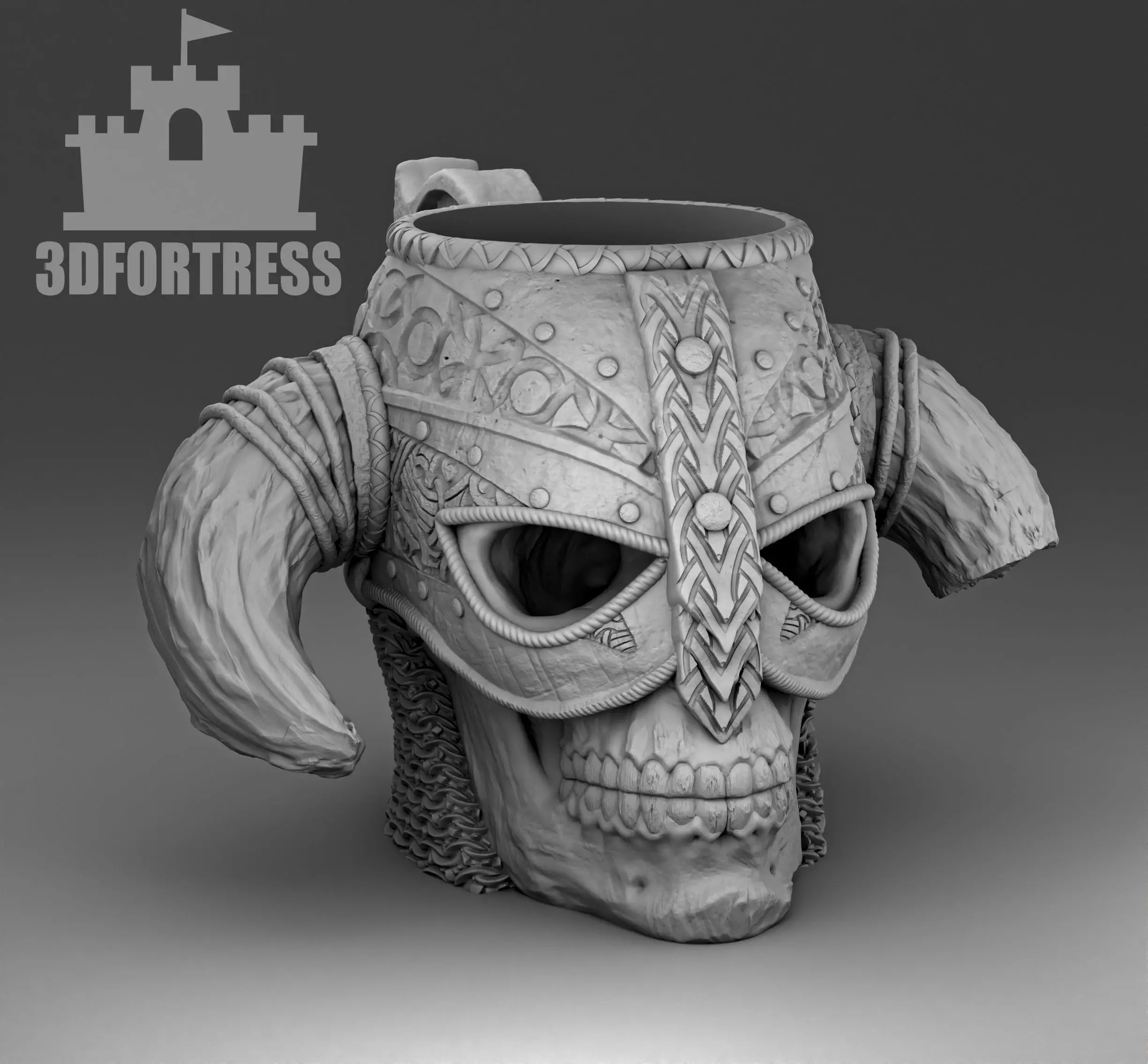 Viking Skull Cup 3D print model_0