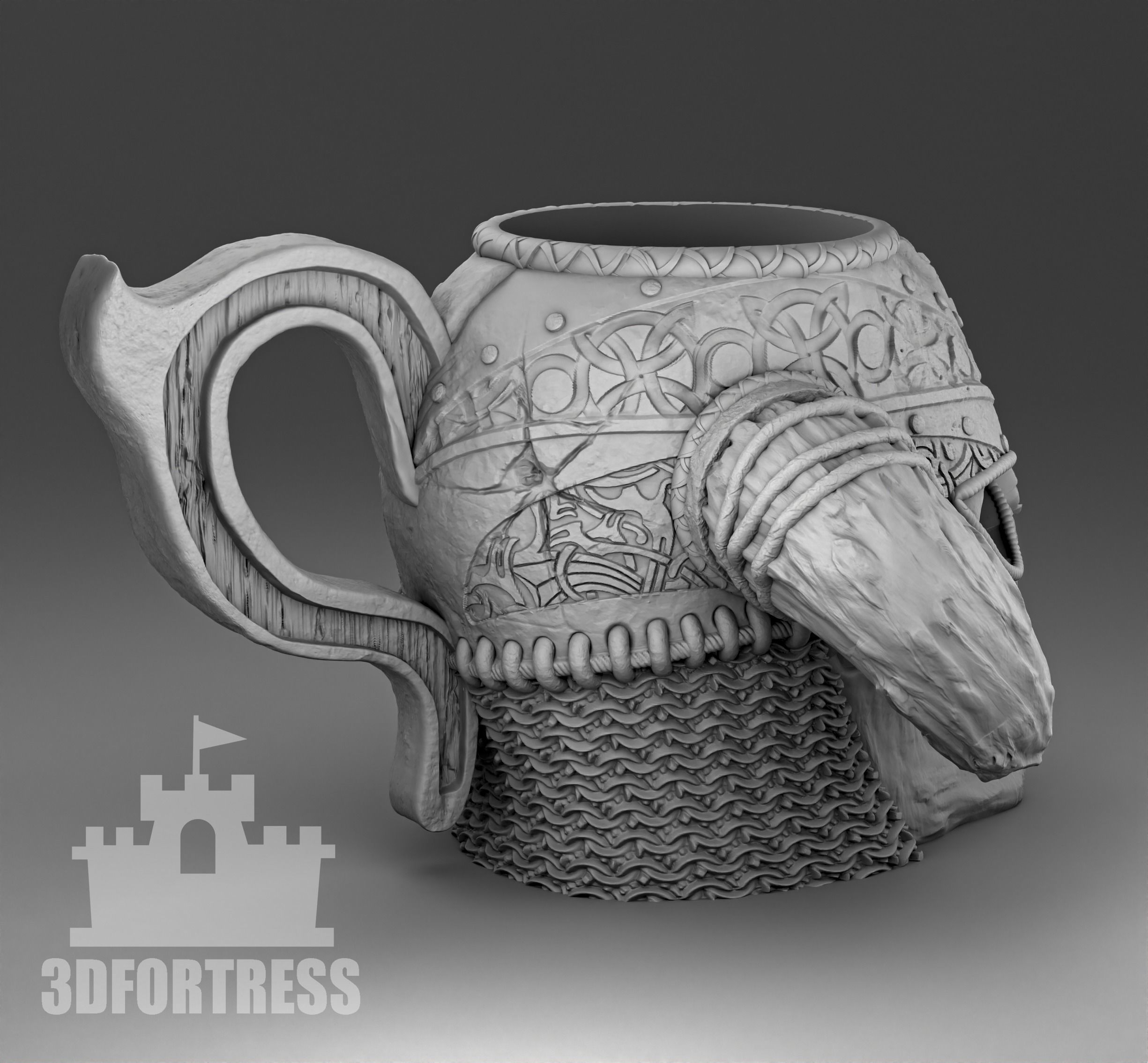 Viking Skull Cup 3D print model_3