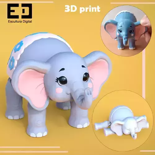 Baby elephant 3D print model