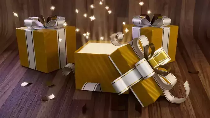 Golden gift boxes