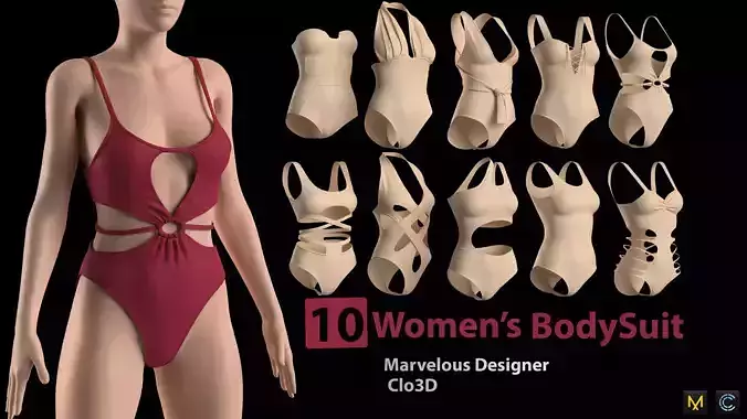 10 Womens BodySuit 3D model
