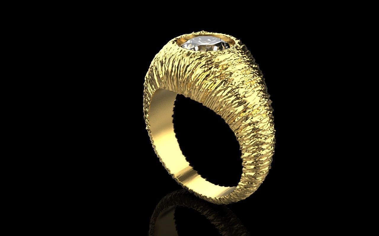 textured signet ring model 907 3D print model_1