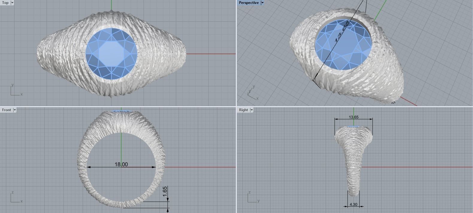 textured signet ring model 907 3D print model_4