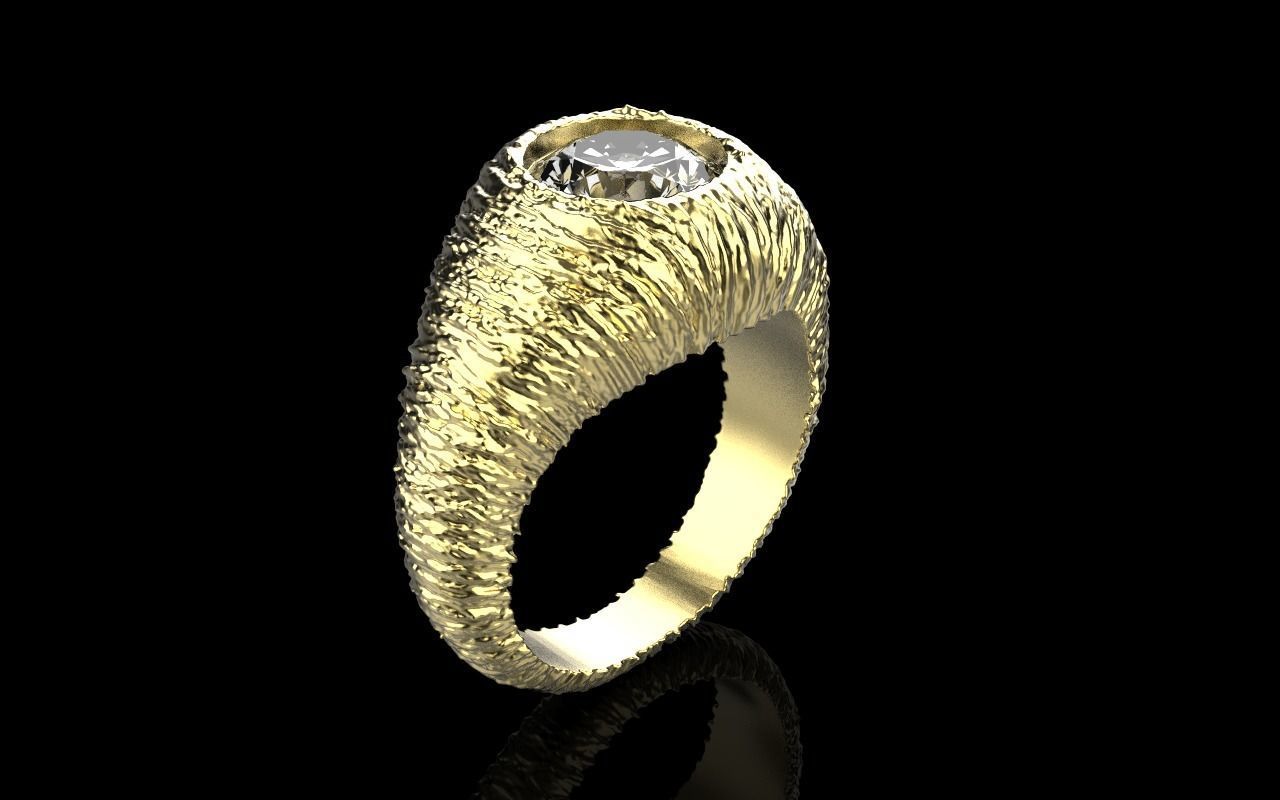 textured signet ring model 907 3D print model_20