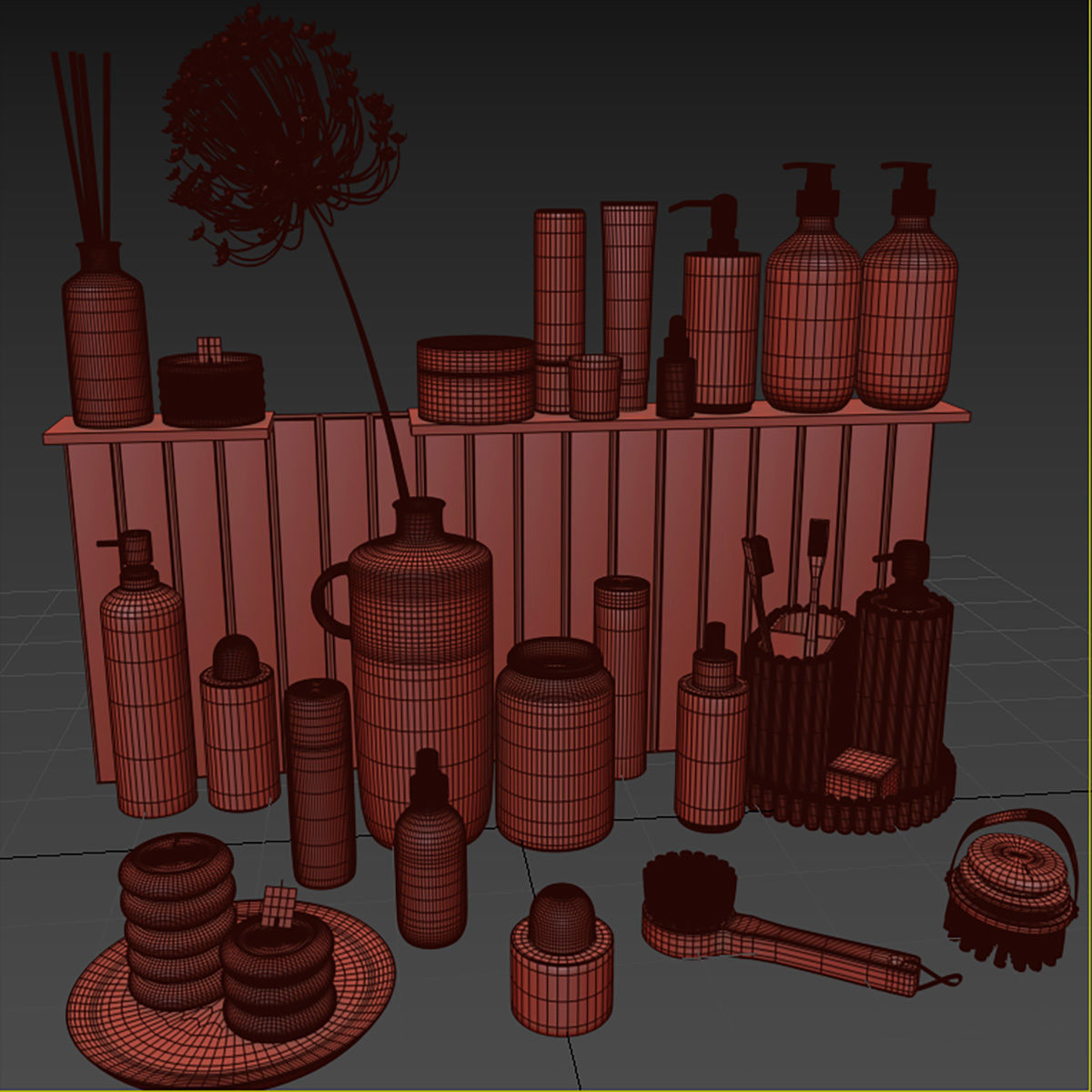 Decor set for bathroom 3D model_5