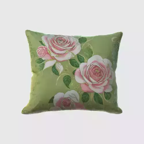 pillow with a vibrant green background