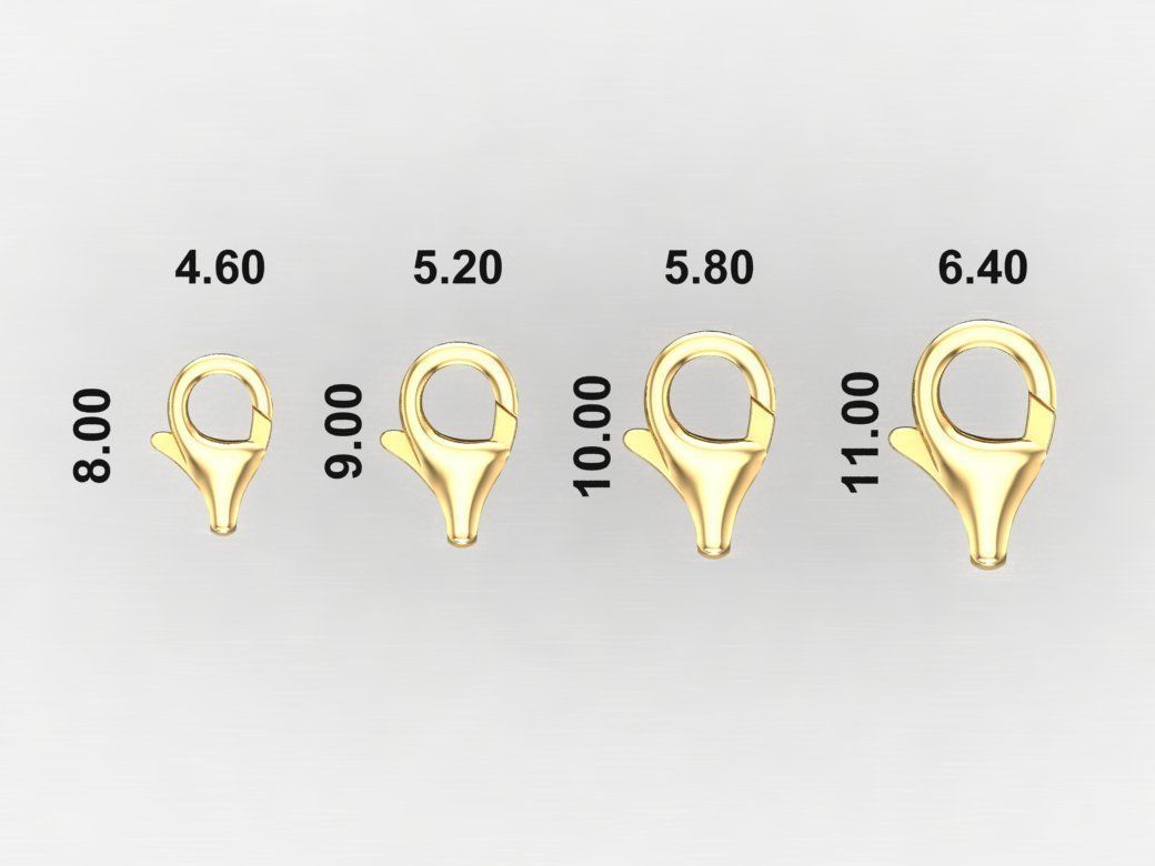 LOBSTER LOCK CLASPS 3D for Bracelet or chains 8-9-10-11mm G-515 3D print model