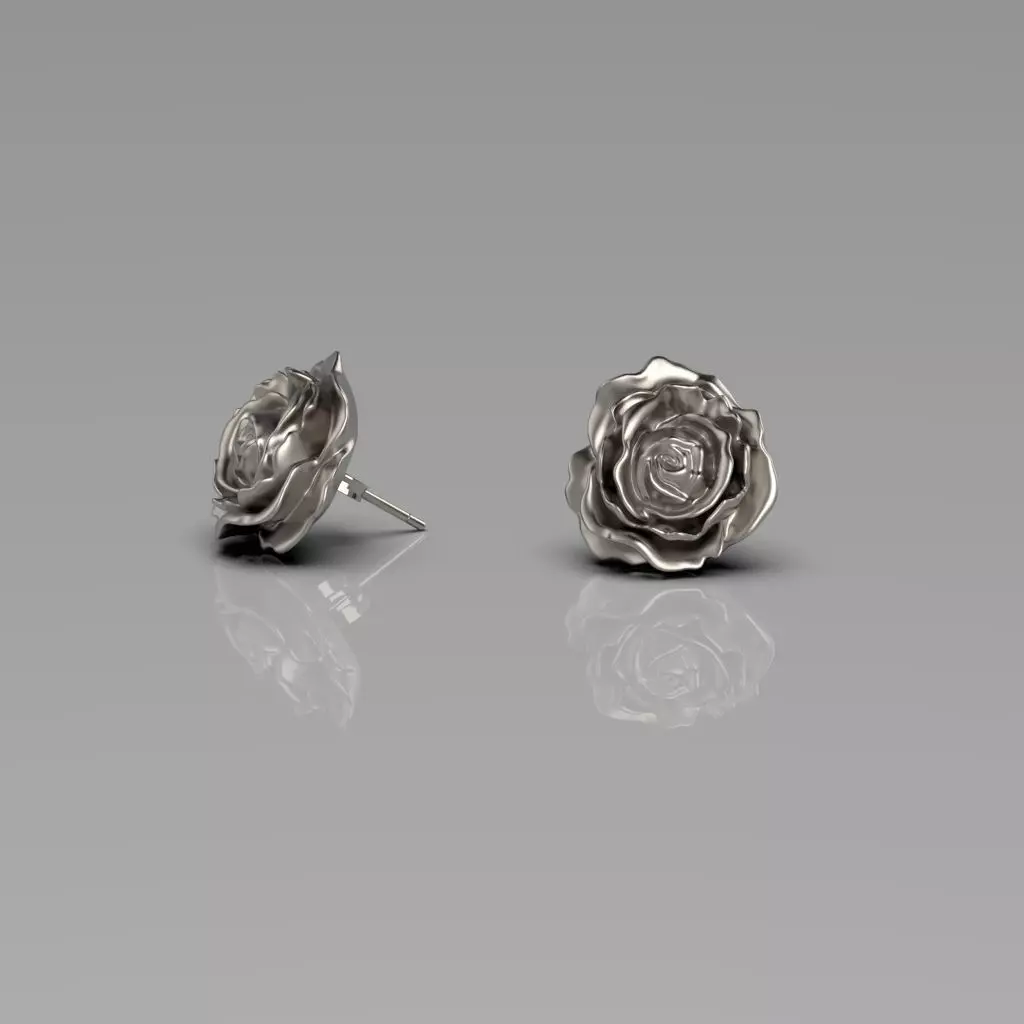 Peony earrings studs 3D print model