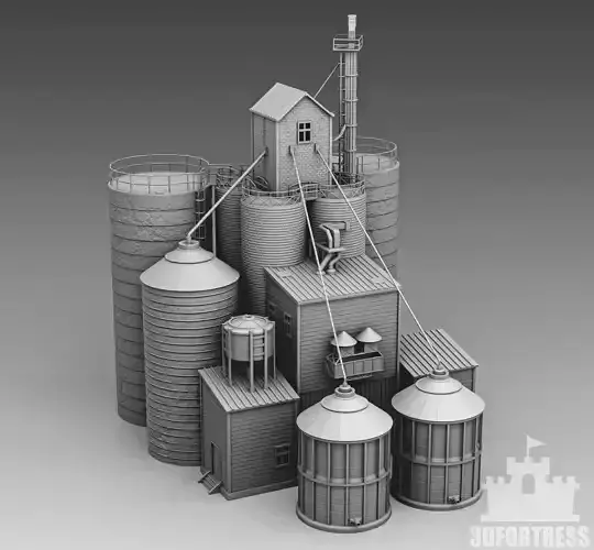 Factory with tank 3D print model