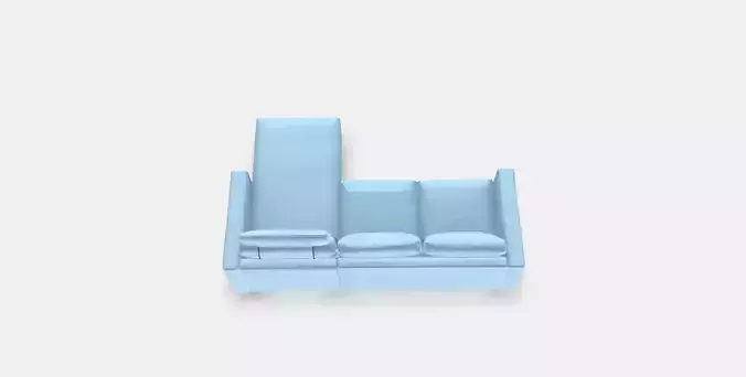 VIMLE 3-seat sofa with chaise longue 5 Low-poly 3D model