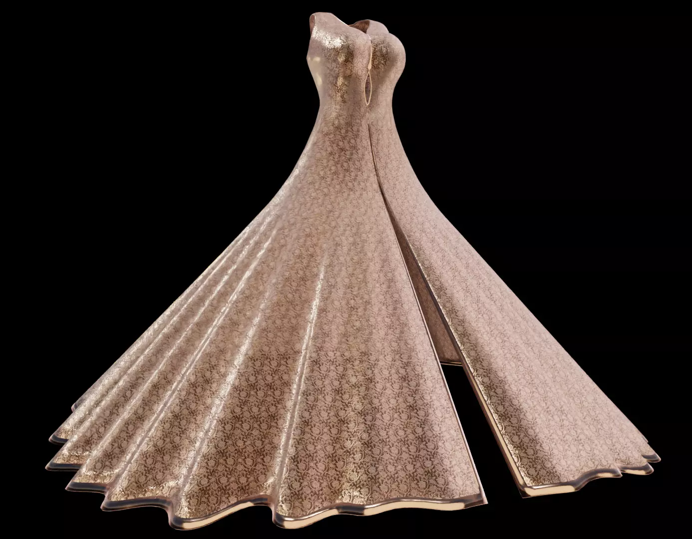 Woman Evening V-Neck Lace Dress 3D model