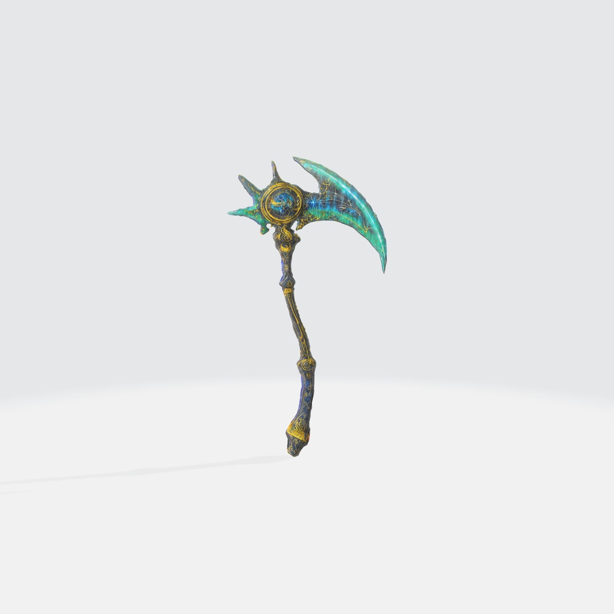 A dark fantasy battle axe 3D model_1