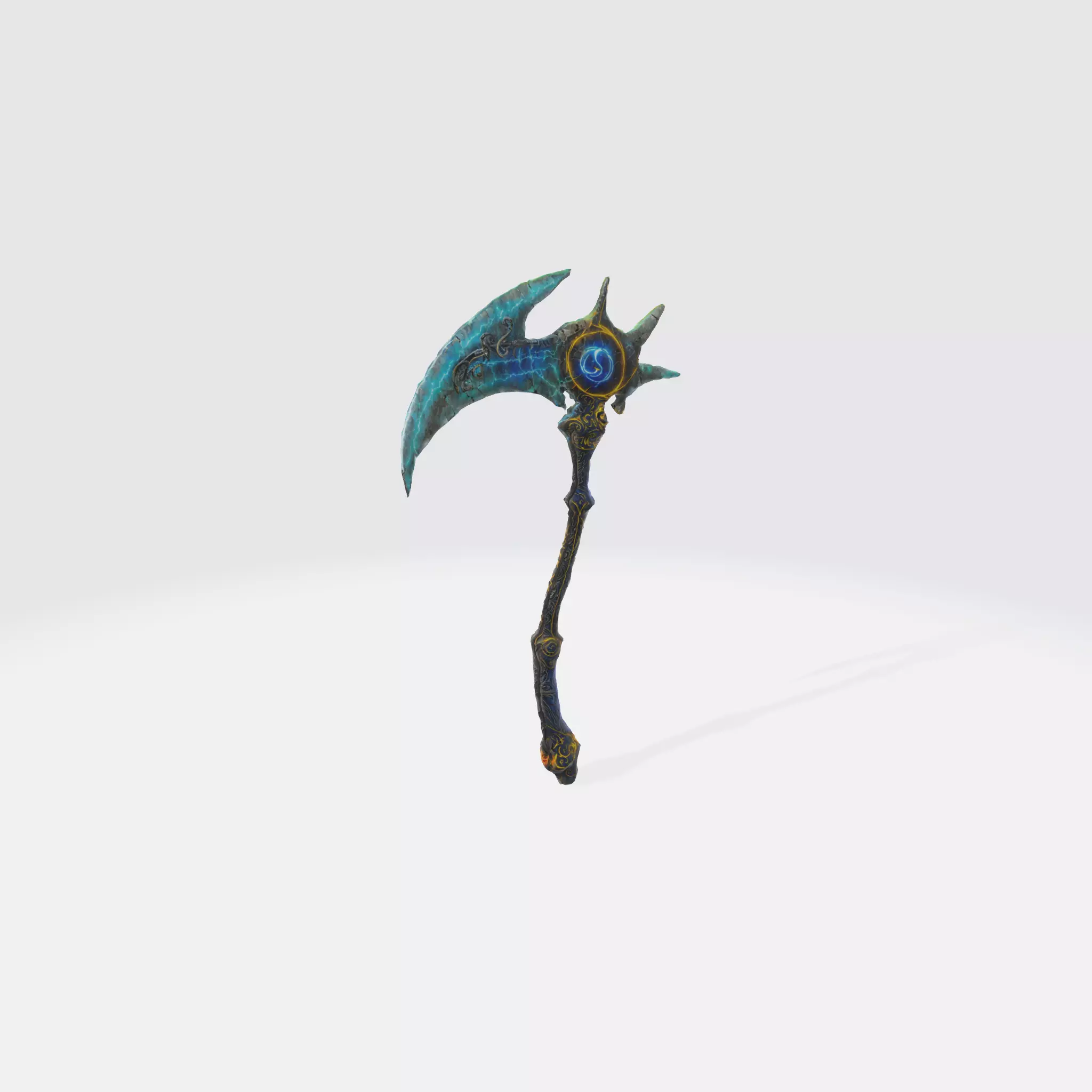 A dark fantasy battle axe 3D model_0