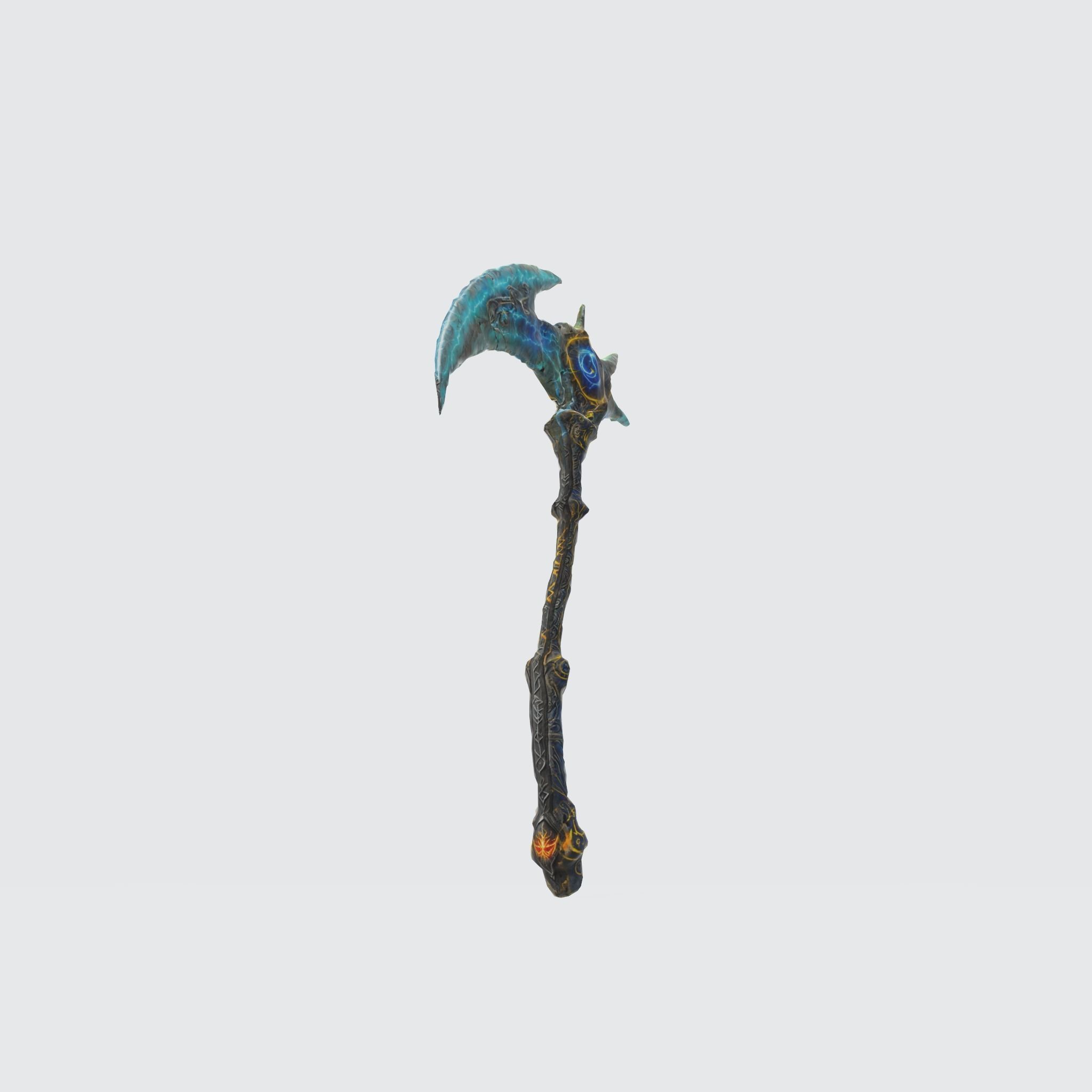 A dark fantasy battle axe 3D model_3