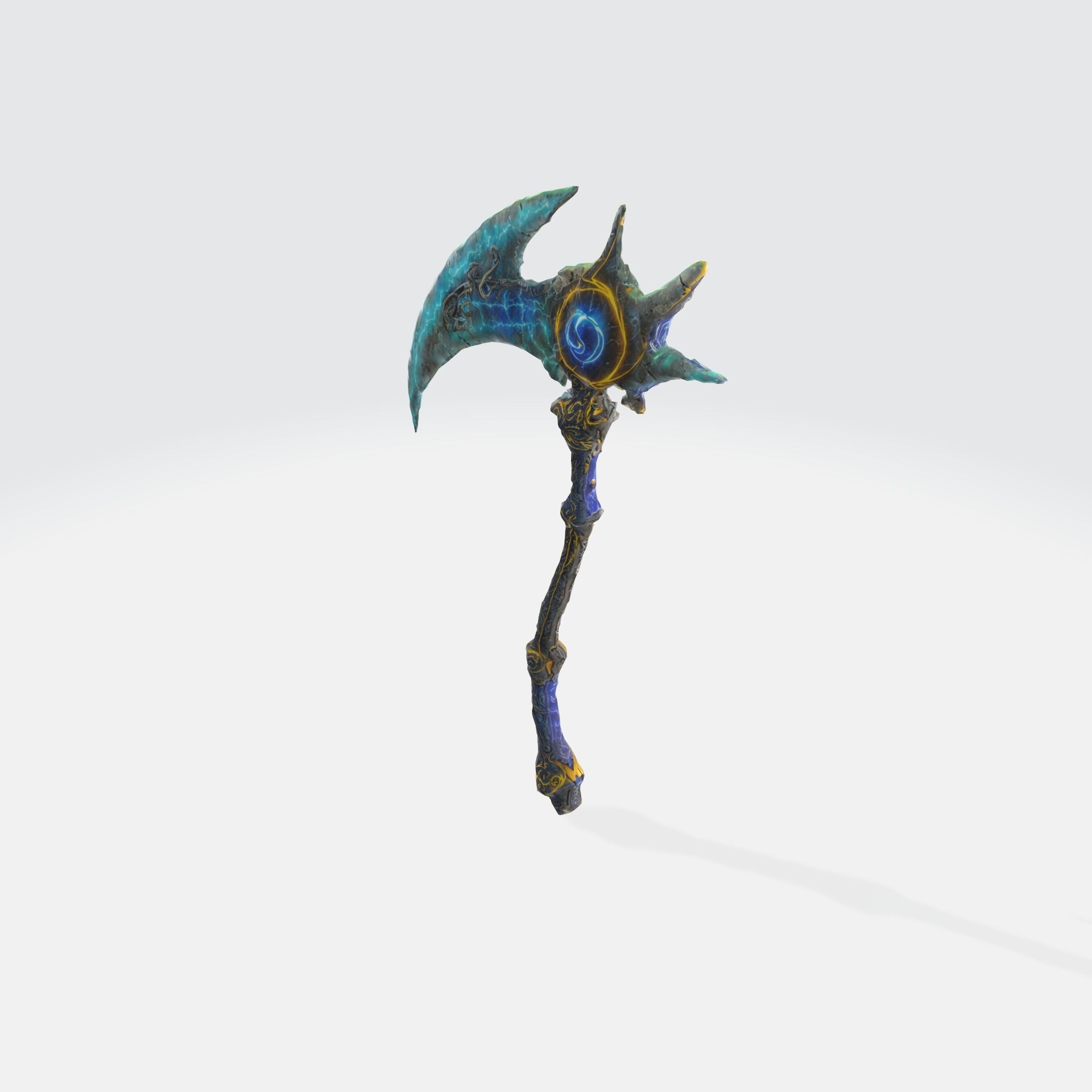 A dark fantasy battle axe 3D model_4