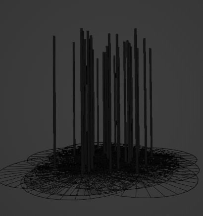 Glowing Cyan Neon Rain Low-poly 3D model_10