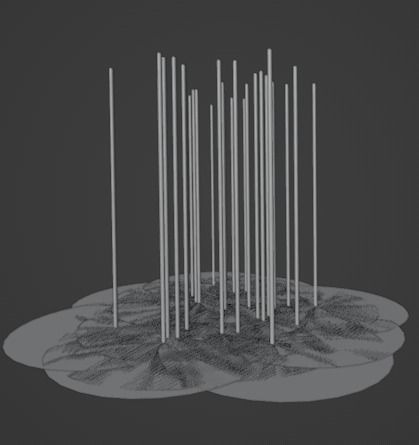 Glowing Cyan Neon Rain Low-poly 3D model_7