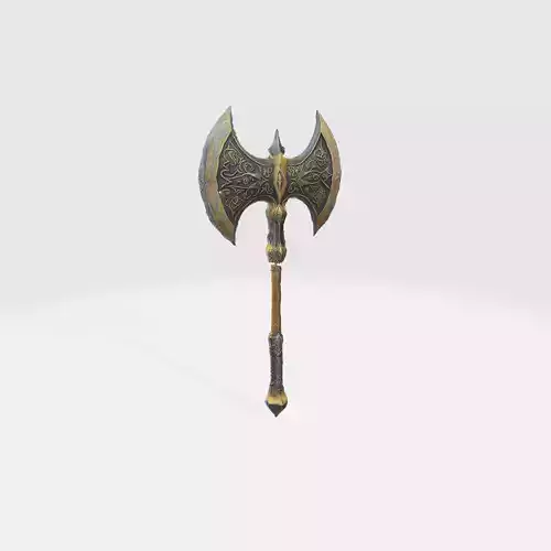 A medieval battle axe with a large double edged