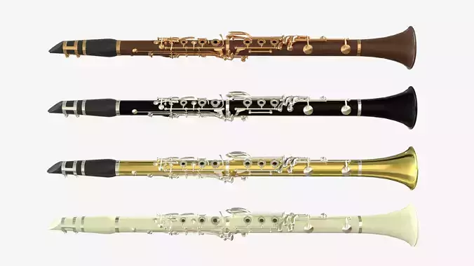 Clarinet  Collection   Brass White Black and Wood 3D model