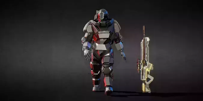 Exo Robot Animated Low-poly 3D model