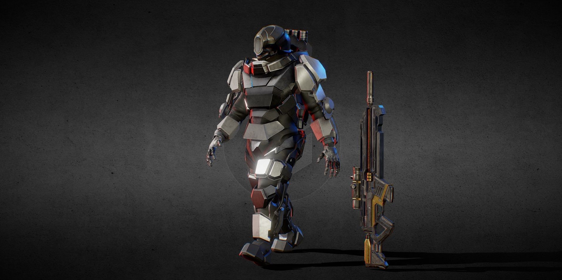 Exo Robot Animated Low-poly 3D model_2