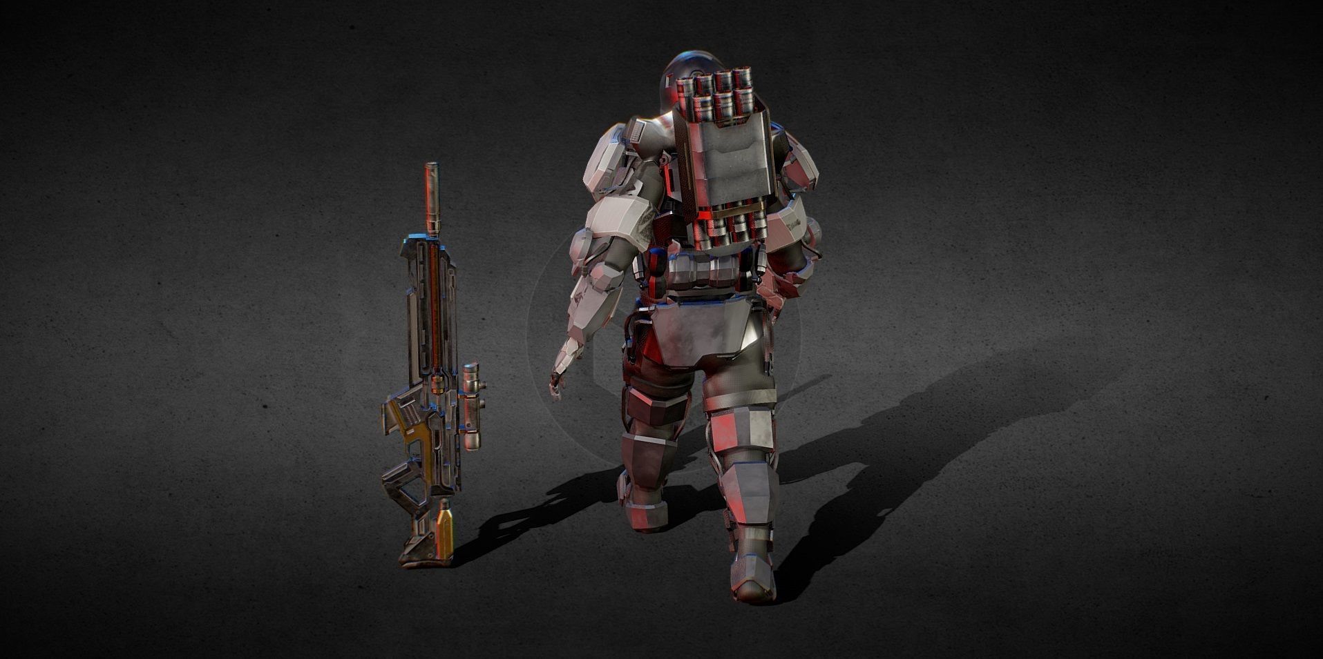 Exo Robot Animated Low-poly 3D model_3