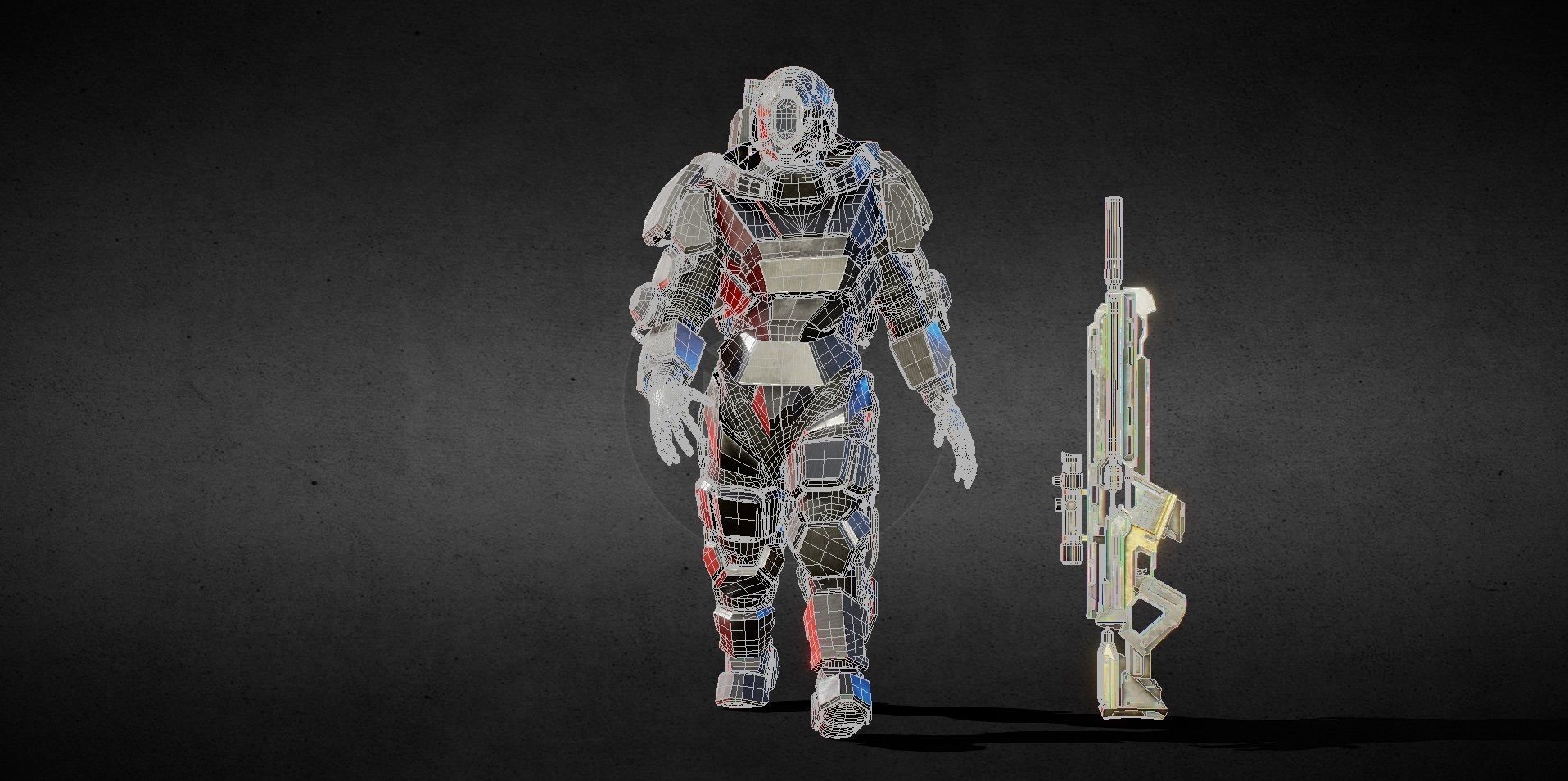 Exo Robot Animated Low-poly 3D model_1