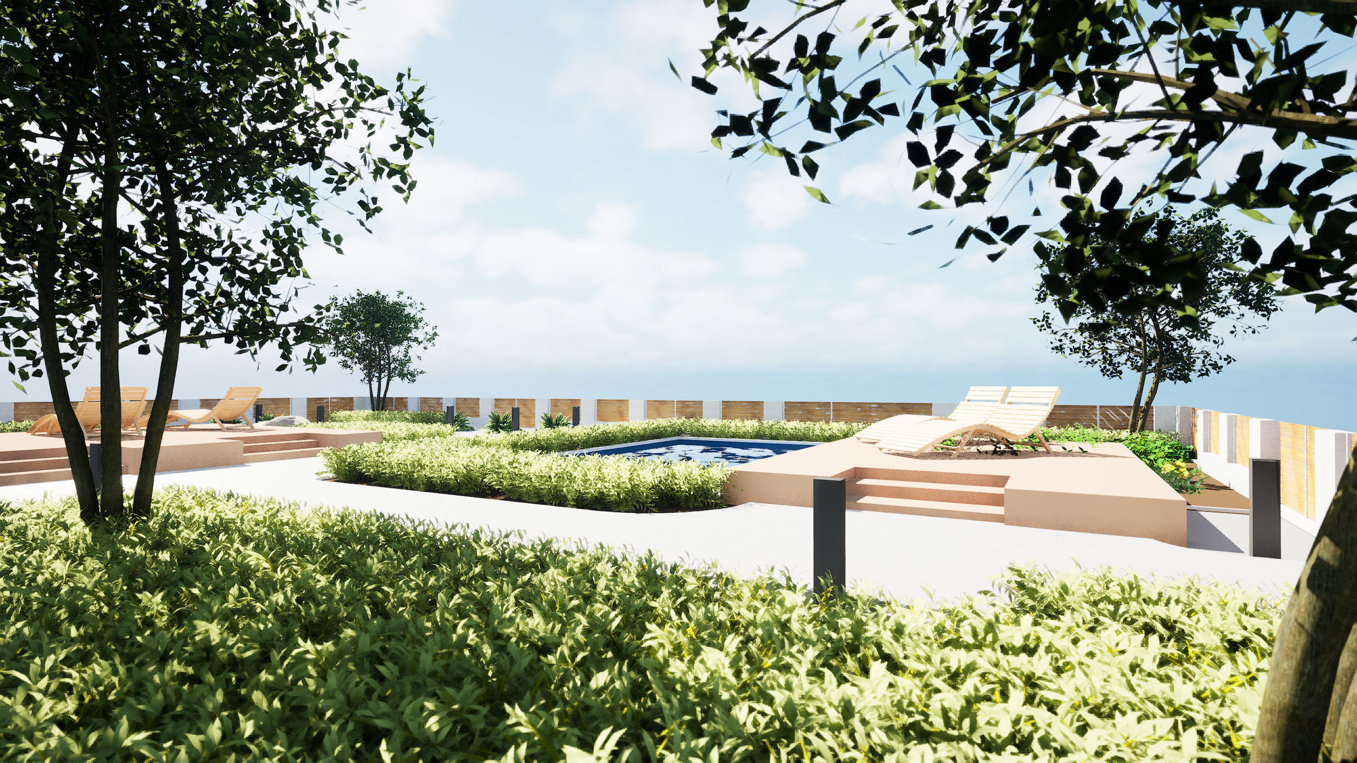 Wooden Deck Oasis Garden Low-poly 3D model_8