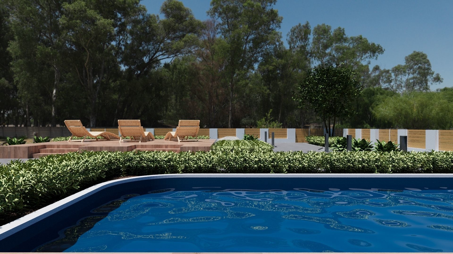 Wooden Deck Oasis Garden Low-poly 3D model_6