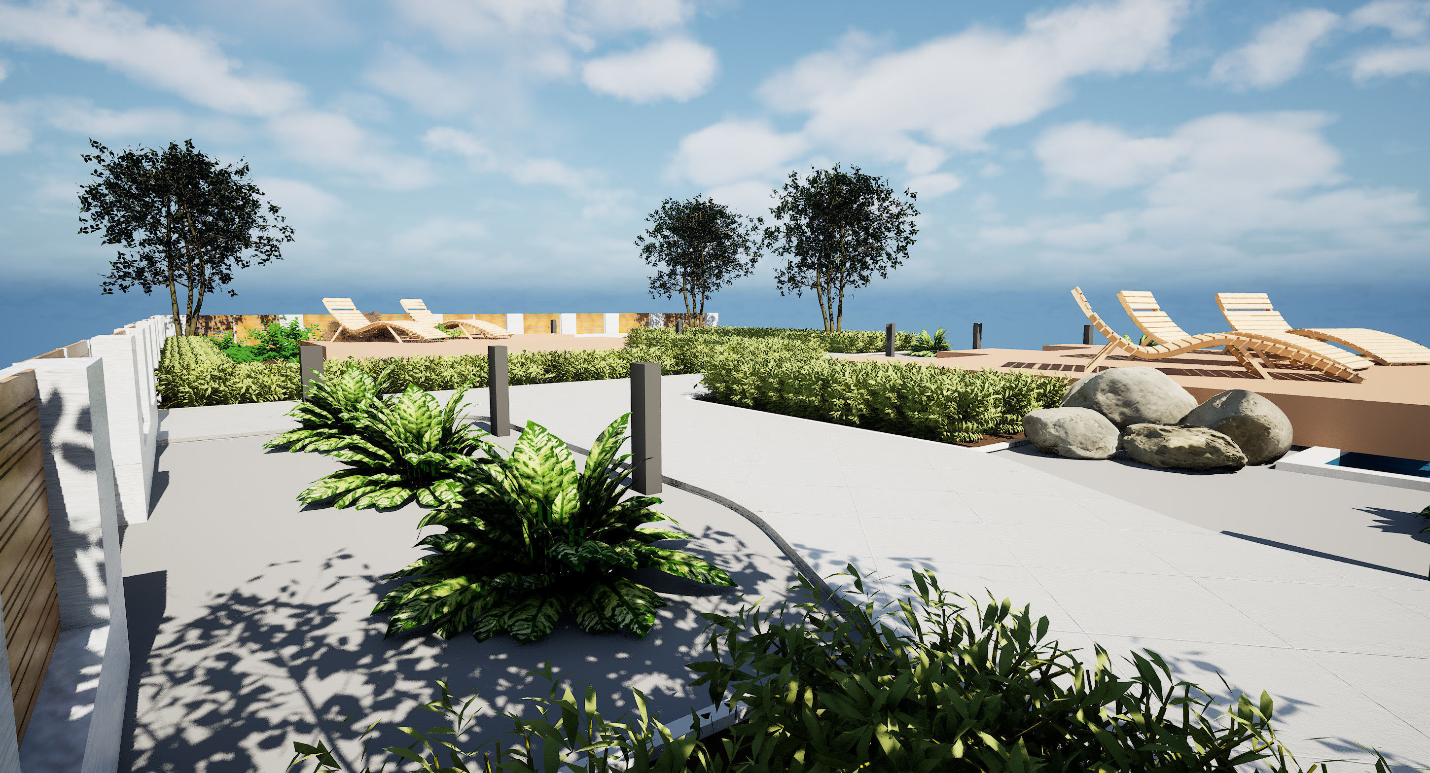 Wooden Deck Oasis Garden Low-poly 3D model_9