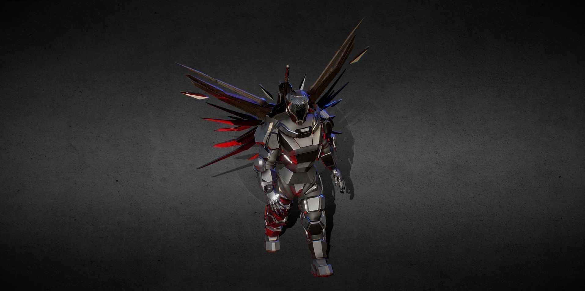 Flying robot Animated Low-poly 3D model_2