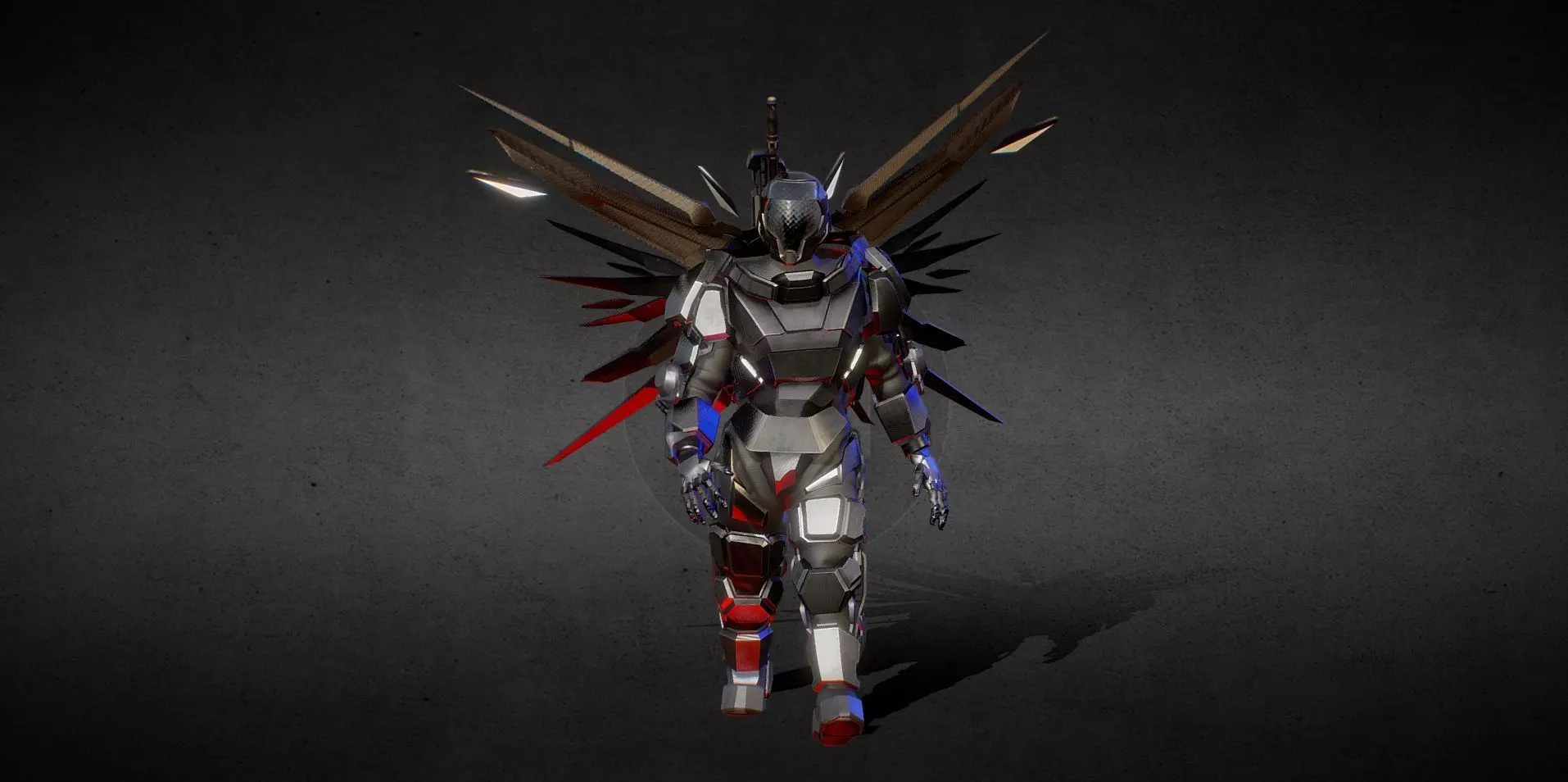 Flying robot Animated Low-poly 3D model_0