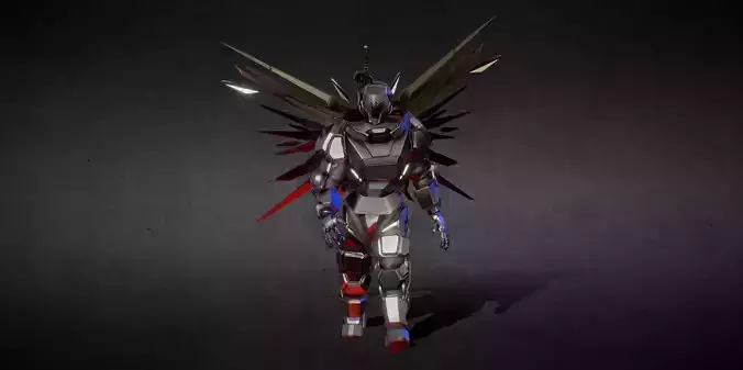 Flying robot Animated Low-poly 3D model