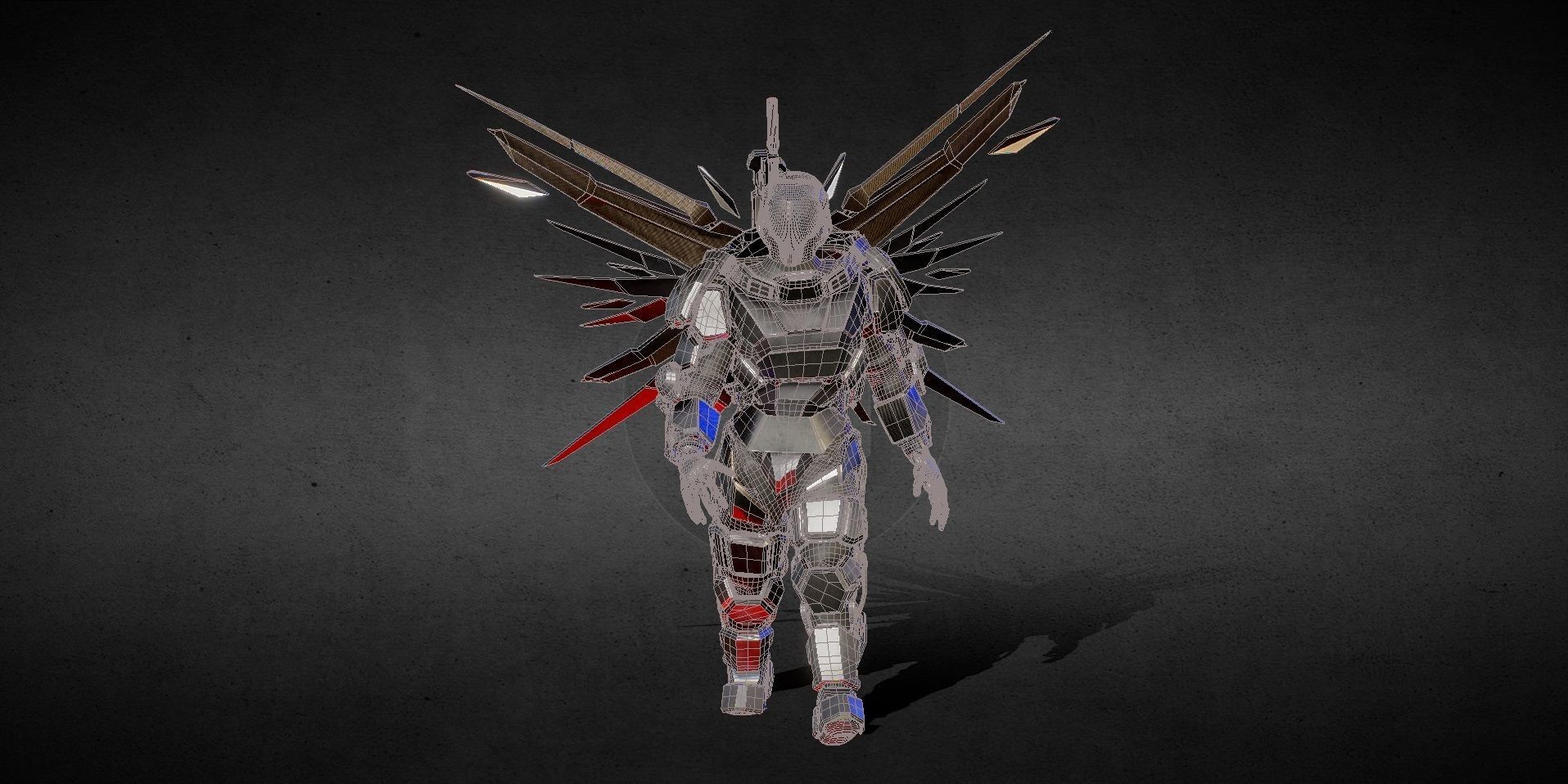 Flying robot Animated Low-poly 3D model_1