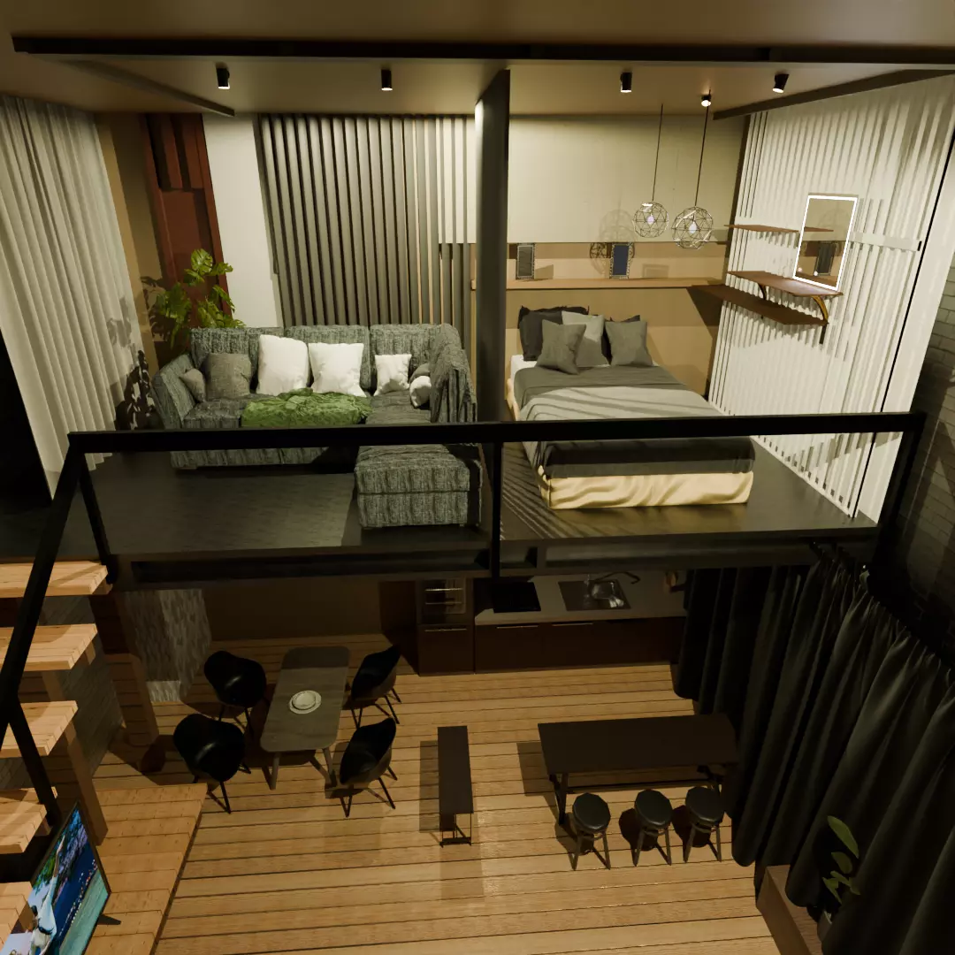 Modern Loft Apartment Interior Scene 3D model