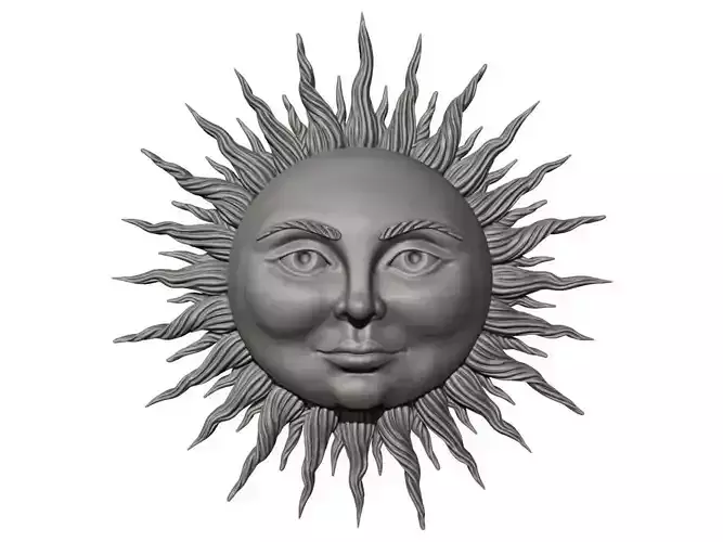  Vintage Sun with Face - 3D Model for Printing and Casting