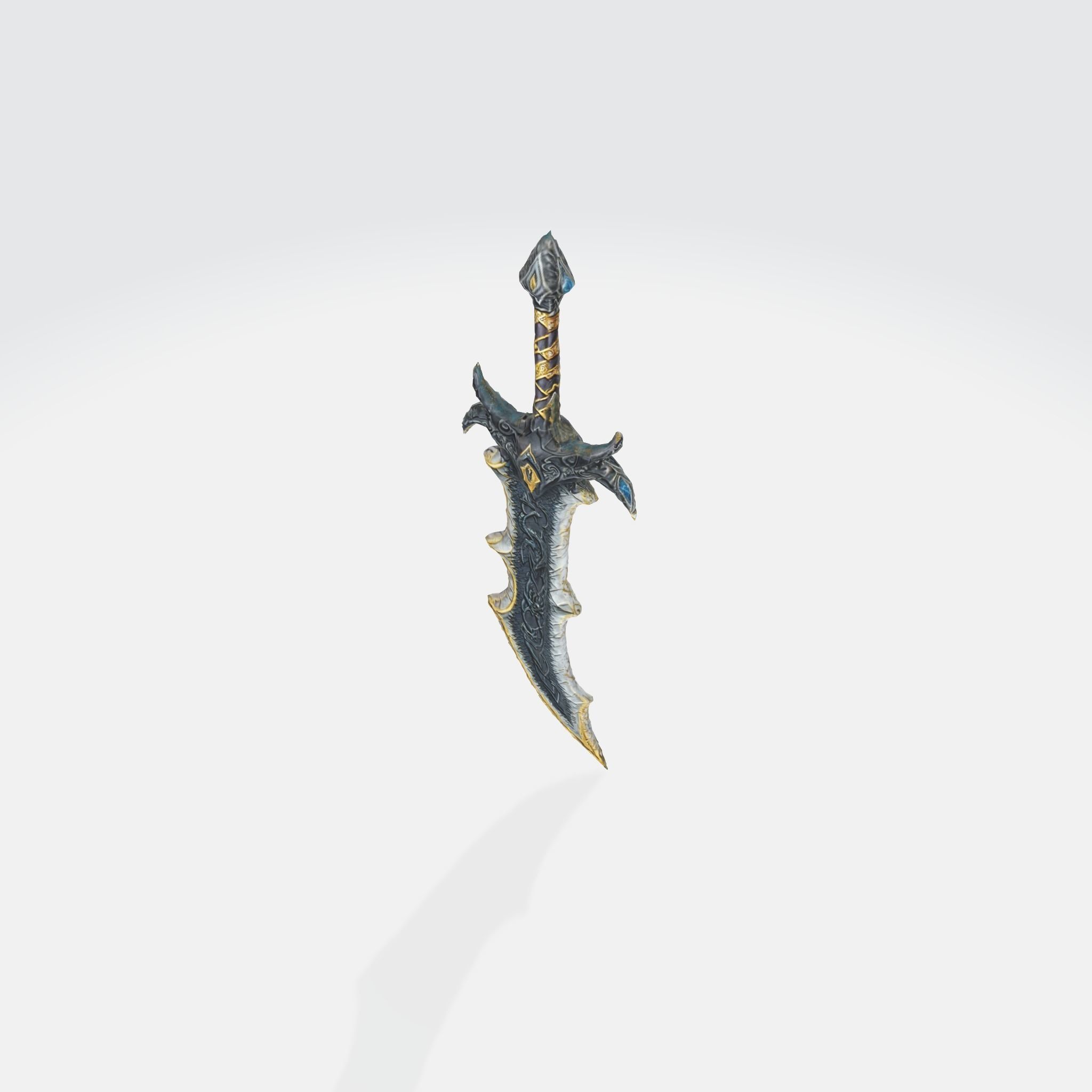 A dark fantasy sword with a curved blade 3D model_4