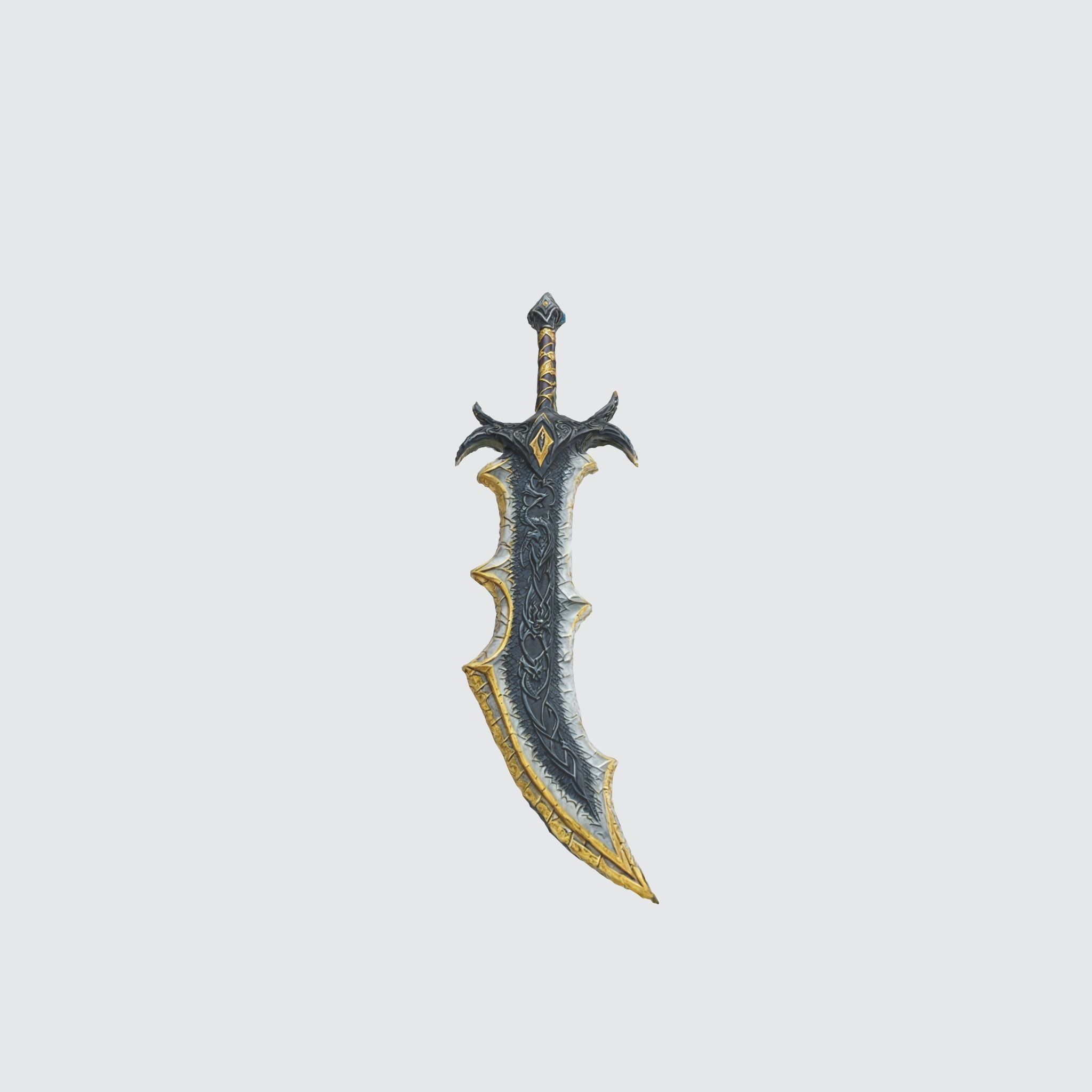 A dark fantasy sword with a curved blade 3D model_3
