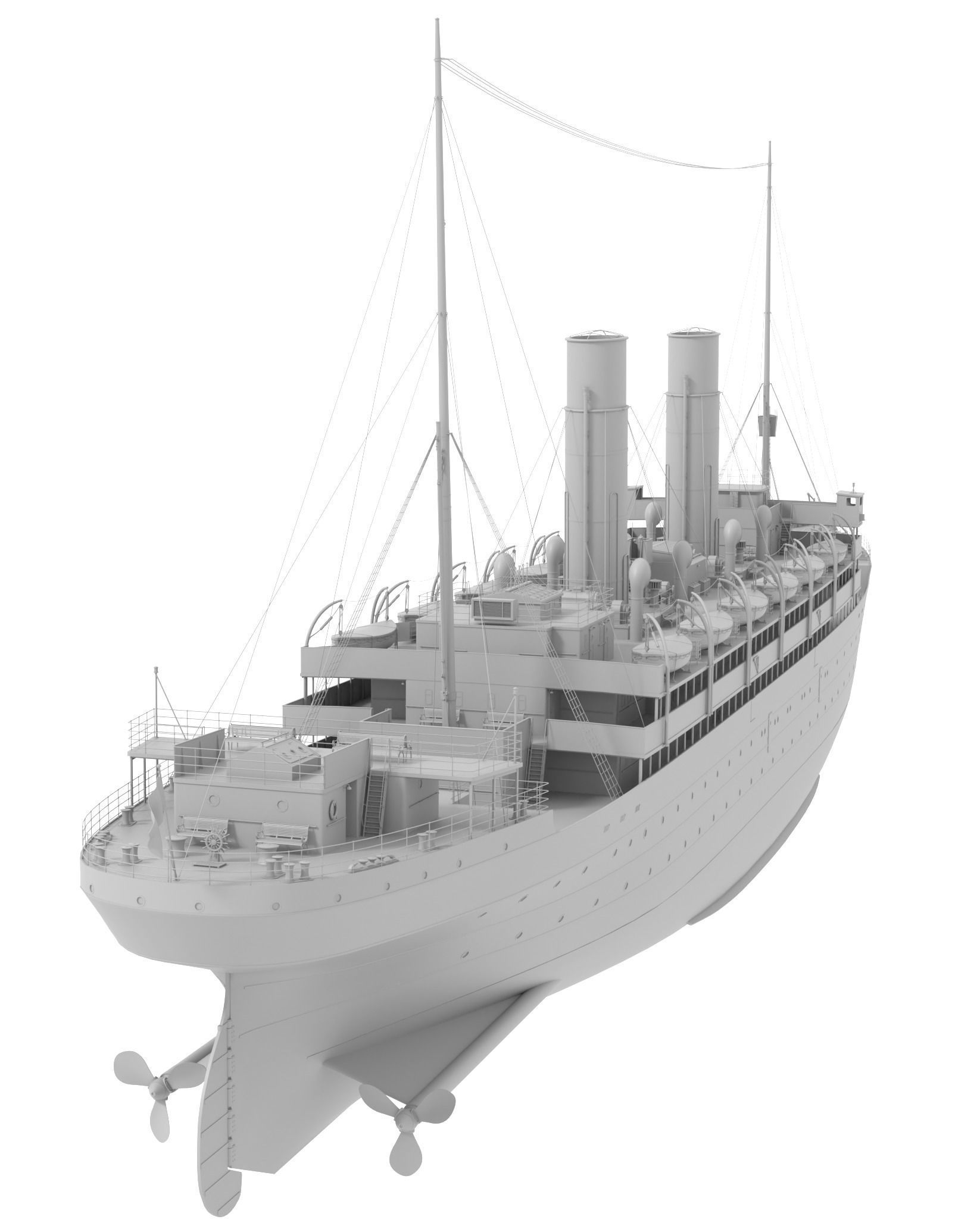 Passenger Steam Ship 3D model_10