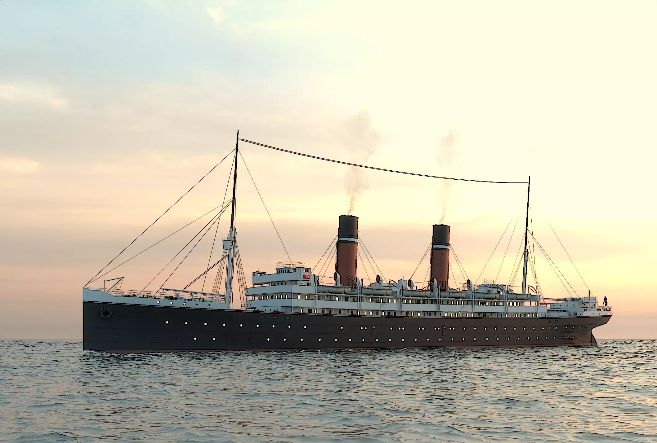 Passenger Steam Ship 3D model_0