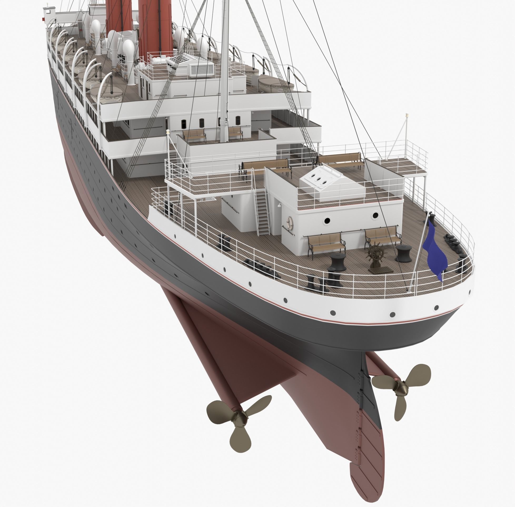 Passenger Steam Ship 3D model_4
