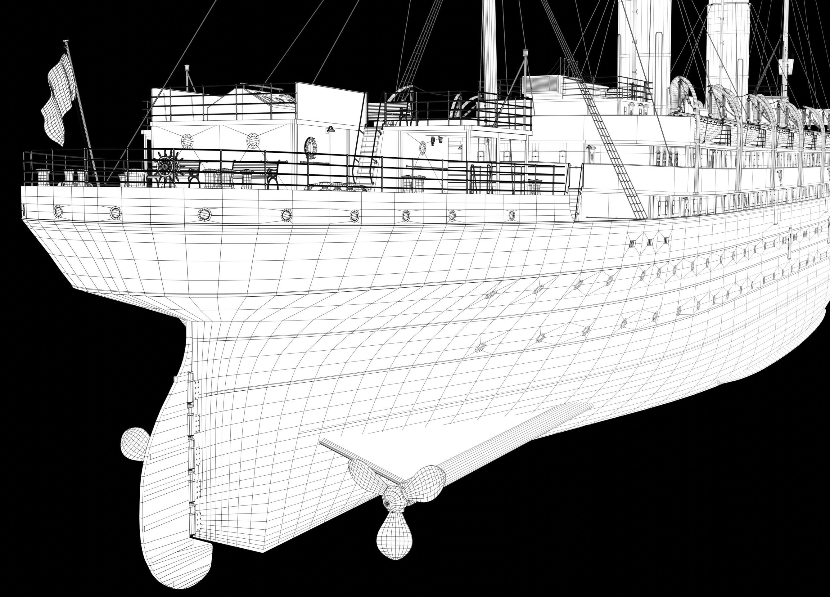 Passenger Steam Ship 3D model_13