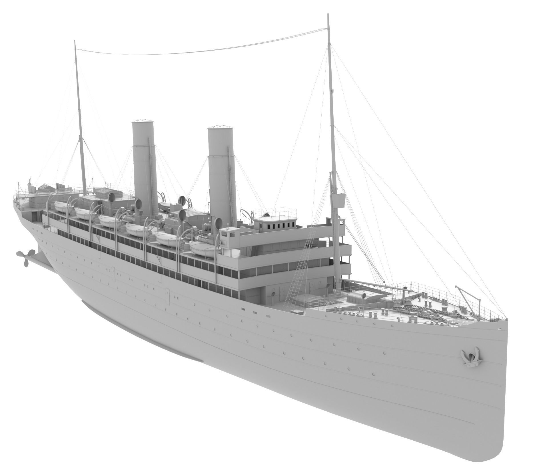 Passenger Steam Ship 3D model_9