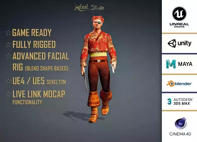 High Quality Realistic Man Pirate