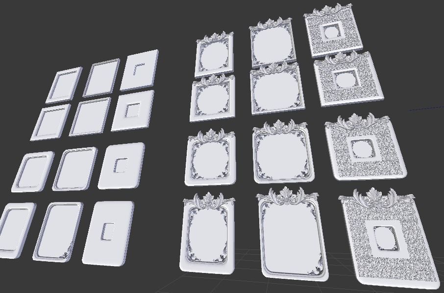 Collection of 3d models for Frame picture gold and wood Low-poly 3D model_5