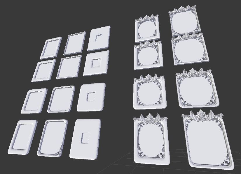 Collection of 3d models for Frame picture gold and wood Low-poly 3D model_4