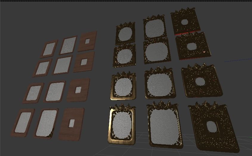 Collection of 3d models for Frame picture gold and wood Low-poly 3D model_1