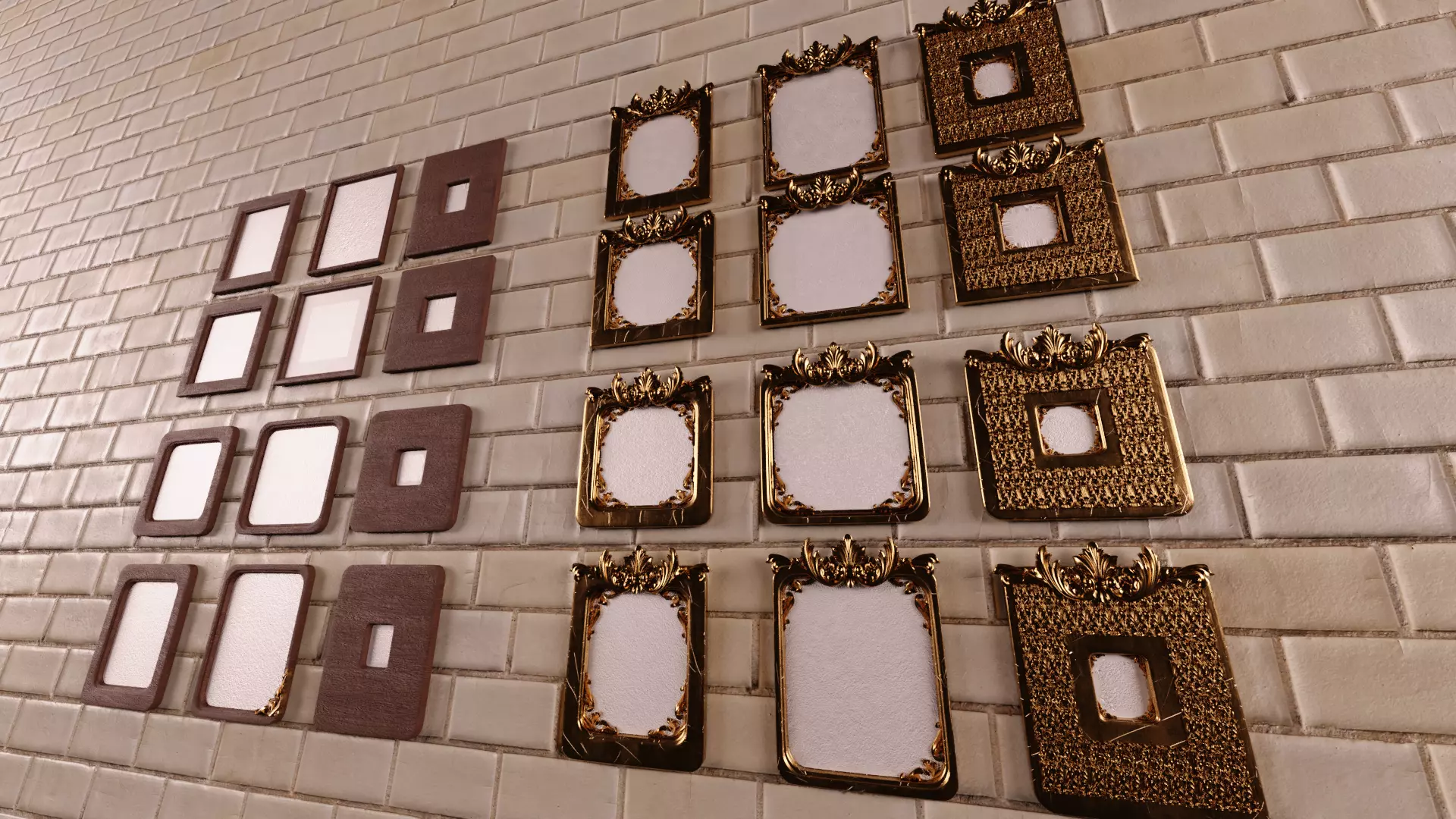 Collection of 3d models for Frame picture gold and wood Low-poly 3D model_0