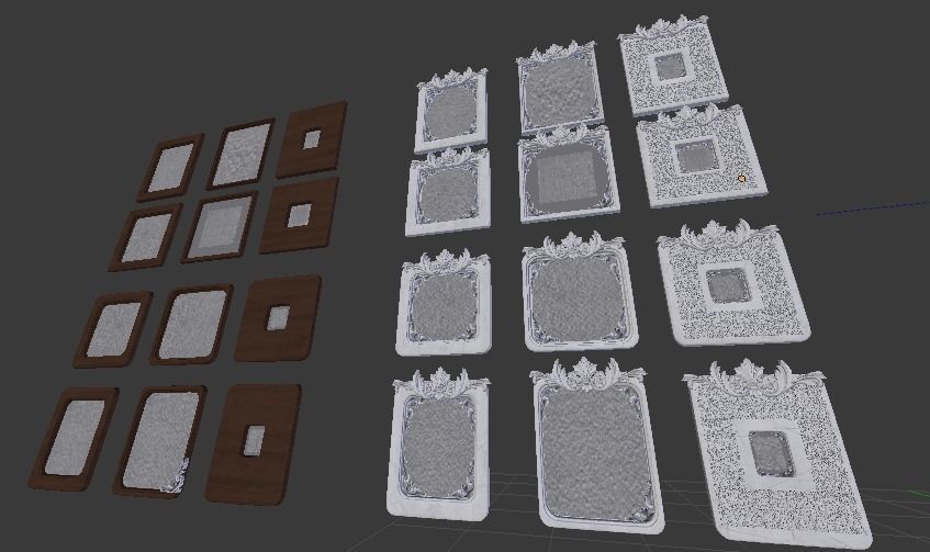 Collection of 3d models for Frame picture gold and wood Low-poly 3D model_6